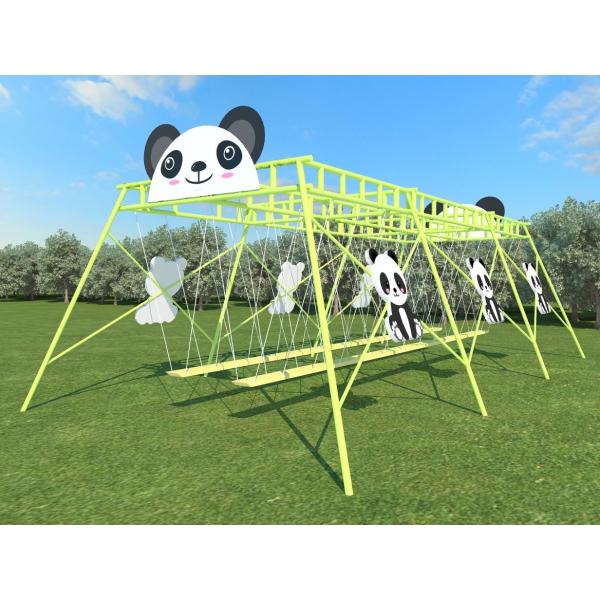 Panda Shaped Green Garden Play Sets Kids Outdoor Swing Chair 230cm Commercial Swing Set
