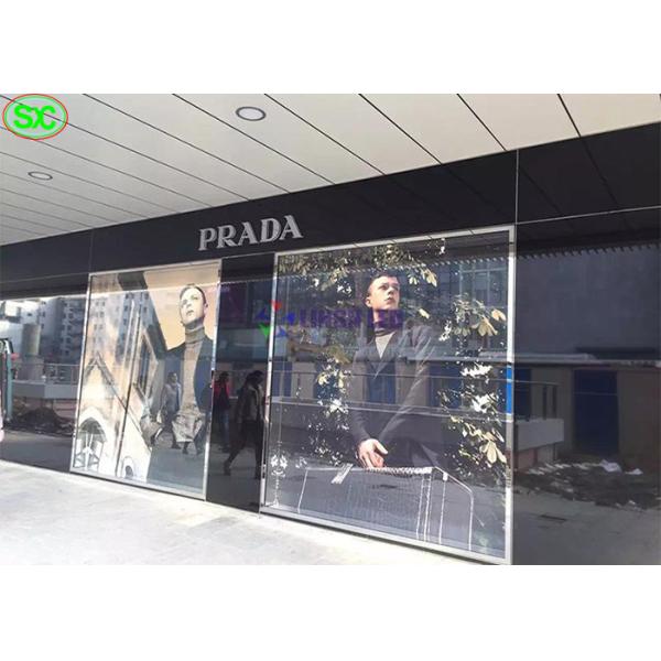 1/4 scanning TL8.93mm 79% Transparent LED Screen Shopping mall glass building use