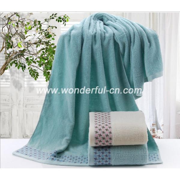 Customized soft holiday big blue bath towels with dobby