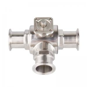 China Food Grade Silver T Type TRI CLAMP 3 Way Ball Valve Stainless Steel 304 316 WZ 3A/DIN/SMS on sale