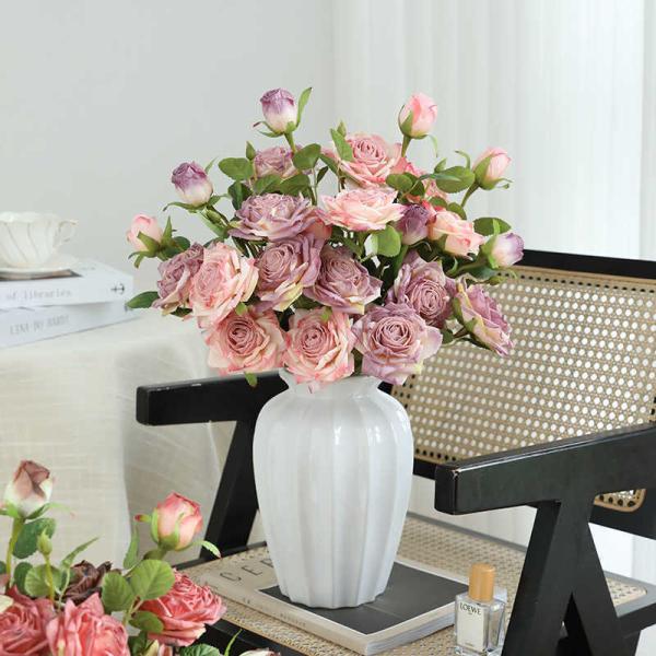 Bionic charred rose, artificial flower, high-end living room and dining table flower, bouquet decoration, artificial flower, rose, wedding bouquet