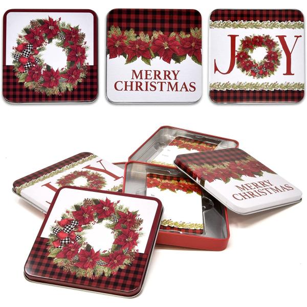 Christmas Gift Card Tin Gift Box Storage Container With Lids Gifts Wrap