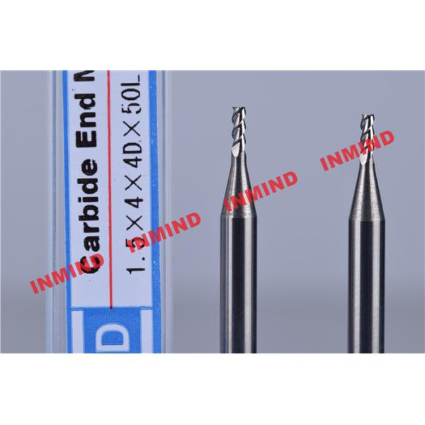 1.5 mm Dia 3 Flute End Mill For Aluminum , Bright Surface 4 mm Cutting Length