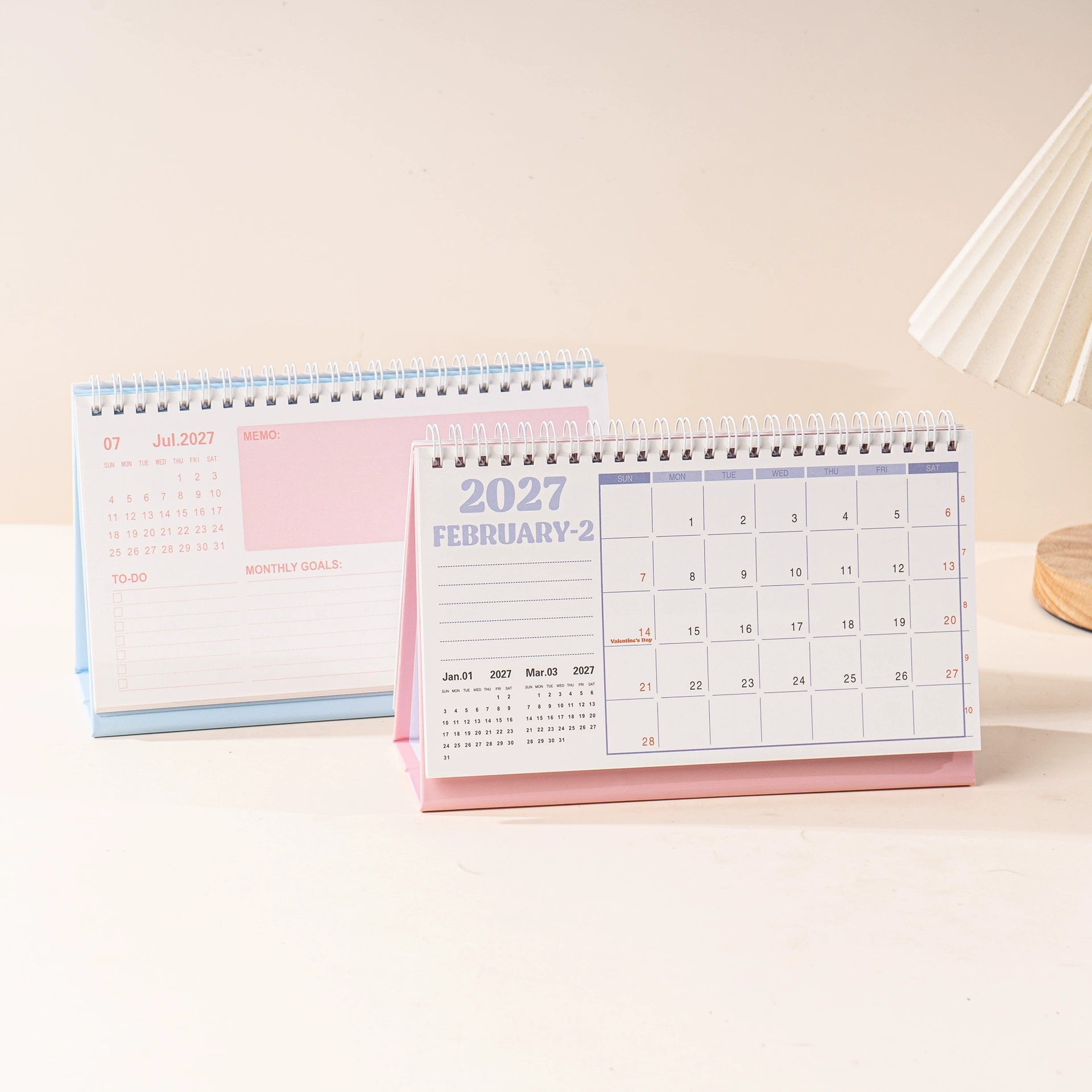 Frosted Cover Desk Calendars With Gradient Pastel Planner For Daily Planning