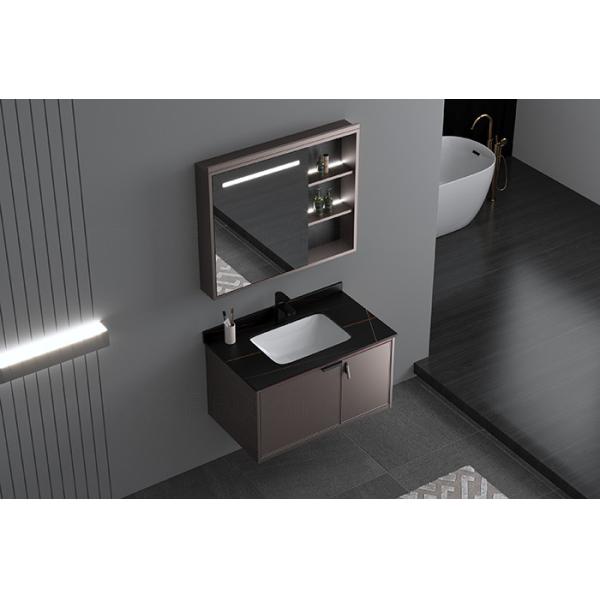 Mirrored Bathroom Vanity Units , Aluminium Single Sink Corner Vanity