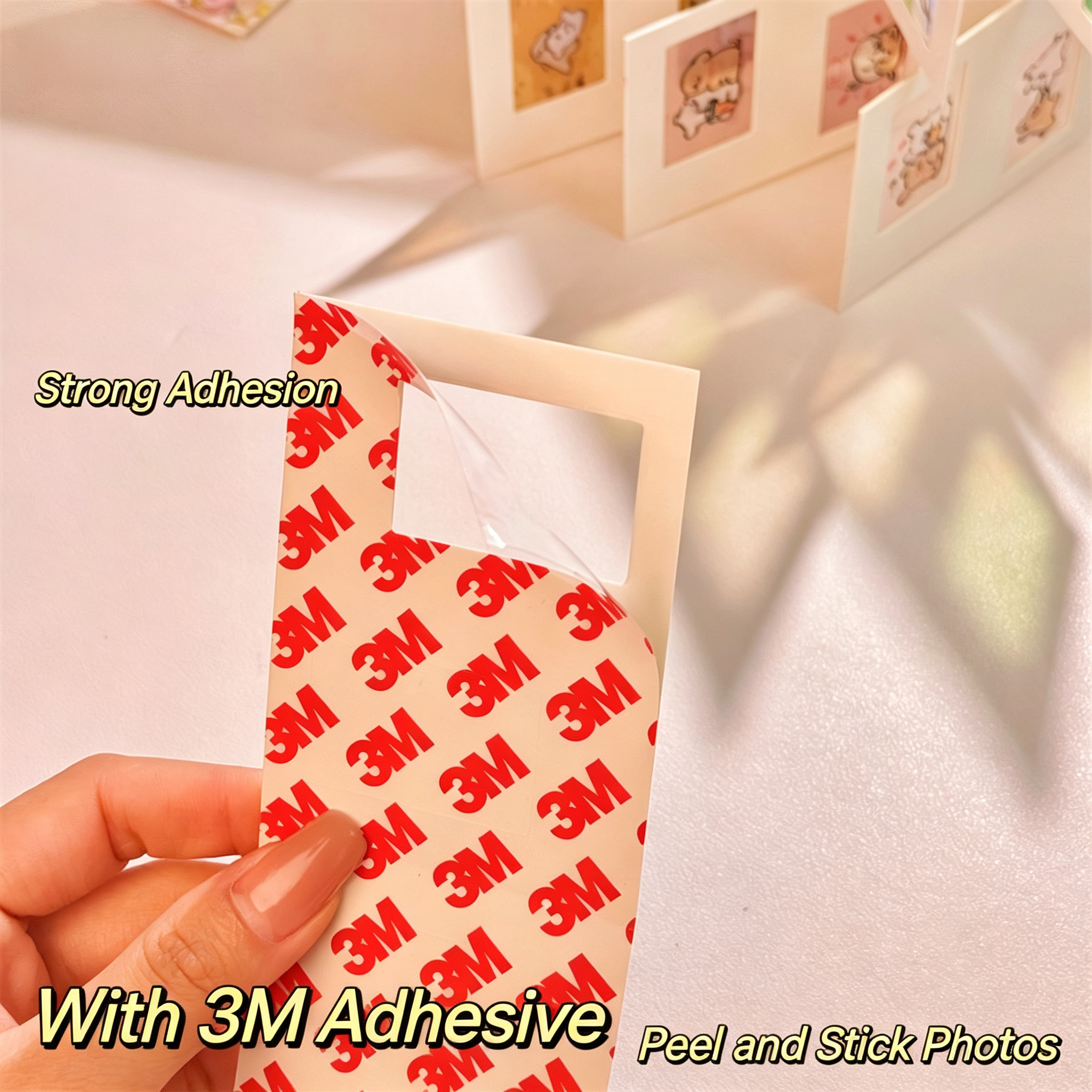 Accordion Fold Shadow Photo Album With Window Frame Panels And 3M Adhesive