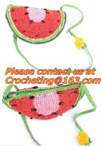 Cheap Women Knitted Lolita Messenger Bags Watermelon Mini Bag Beach Handmade Crochet Shoulder Ba for sale