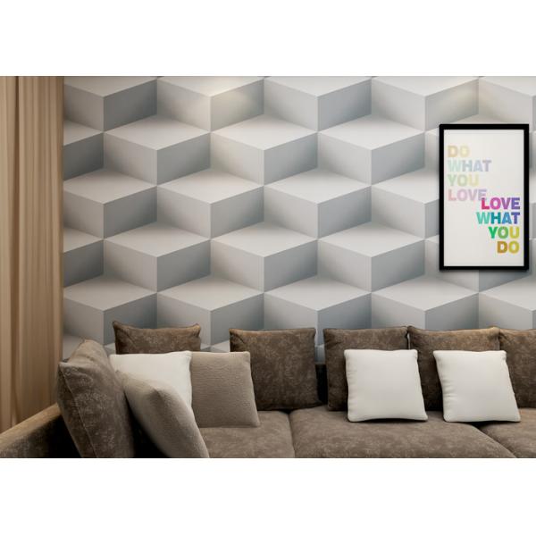 Gray Colro 3D Home Wallpaper Removable , 3D Effect Geometric Modern Wallpaper