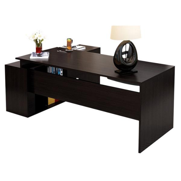 Beautiful Manager Office Furniture / Modern Office Desk Light Walnut / Black Color Custom