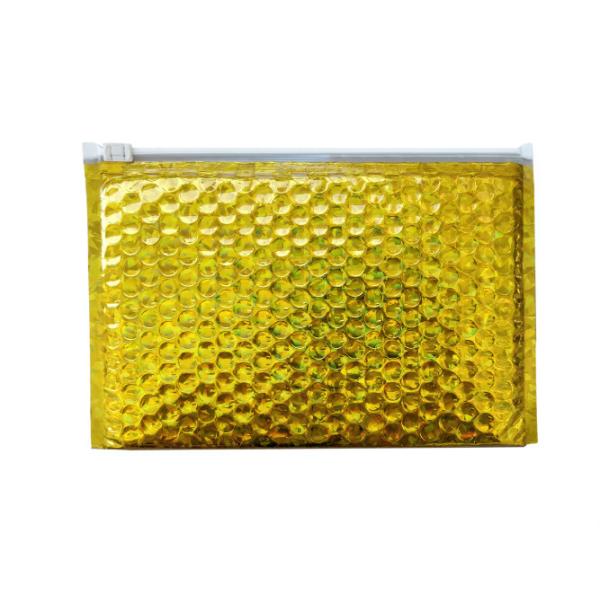 Shockproof Laser Film Zipper Bubble Bags For Jewelry / Cosmetic SGS