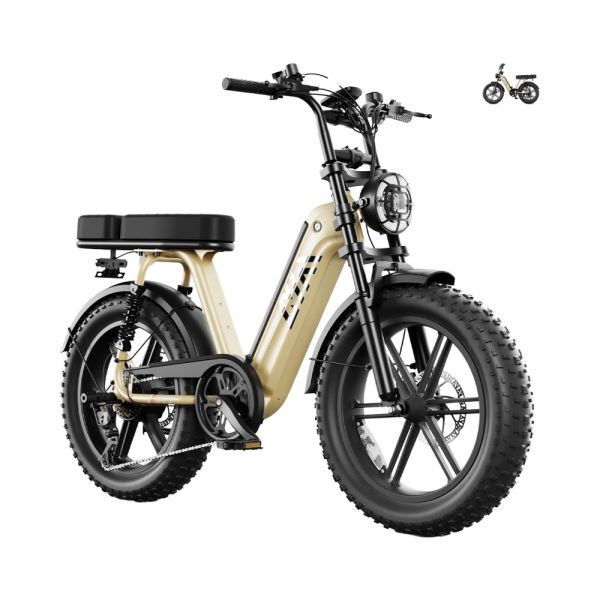 TST Carbon Steel Frame Electric Bike for Adults 250W for Rear Hub Motor 60 Miles Fat Tire Yellow
