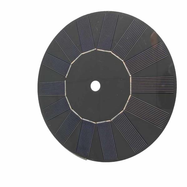 2.1w 350mA 6V Round Custom Solar Panel Black Fibreglass Pet For Fountain Spring