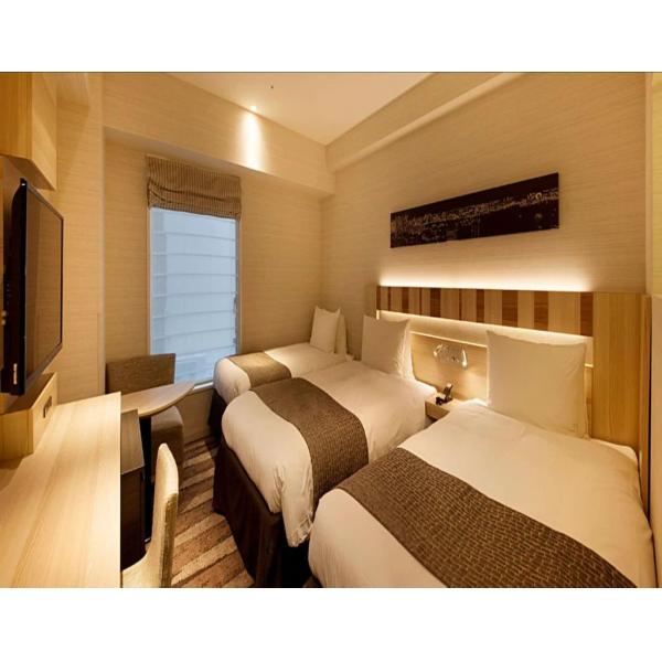 Port Moresby hotel style apartment space saving furniture of bunk bed with TV wall panel by Laminate wood and fabricsofa