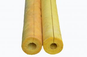 Cheap Yellow Fiber Glass Wool Pipe Insulation Material For Hot / Cold Pipe for sale