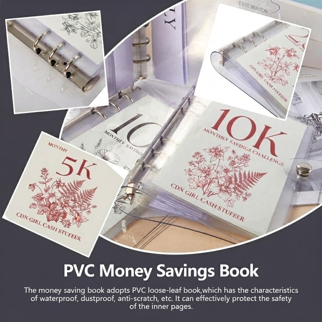 Savings Challenge Calendar Binder With 6-Ring Mechanism For Cash Budgeting