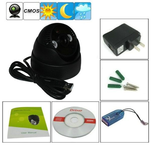 K902 Double Lamp Array IR Night Vision Mini Dome 1/4" CMOS CCTV Surveillance TF
