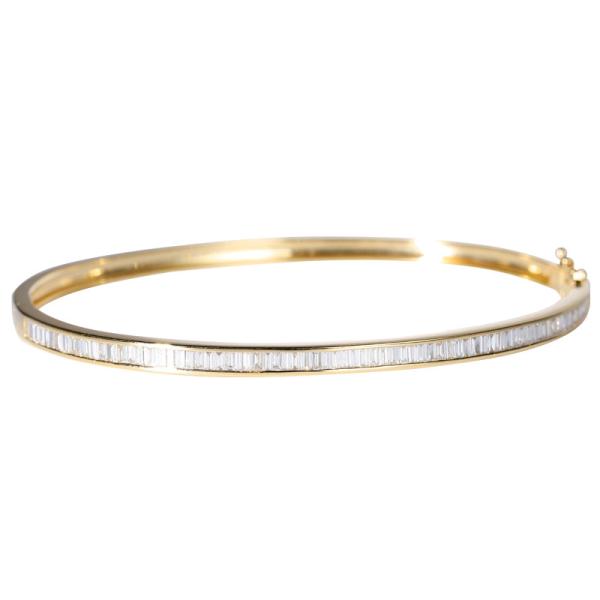 55mm 45mm 18K Gold Diamond Bangle 1.0ct White And Yellow Gold Bangle Bracelets