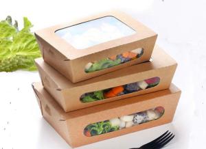 Cheap Coated kraft paper Takeaway Food Packaging / Takeaway Salad Containers for sale
