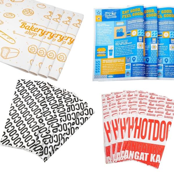 Eco-friendly customized biodegradable greaseproof paper hamburger sandwich packaging paper