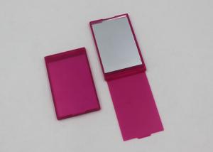 Cheap Pink Plastic Folding Travel Makeup Mirrors , Square Shape Handheld Compact Mirror for sale