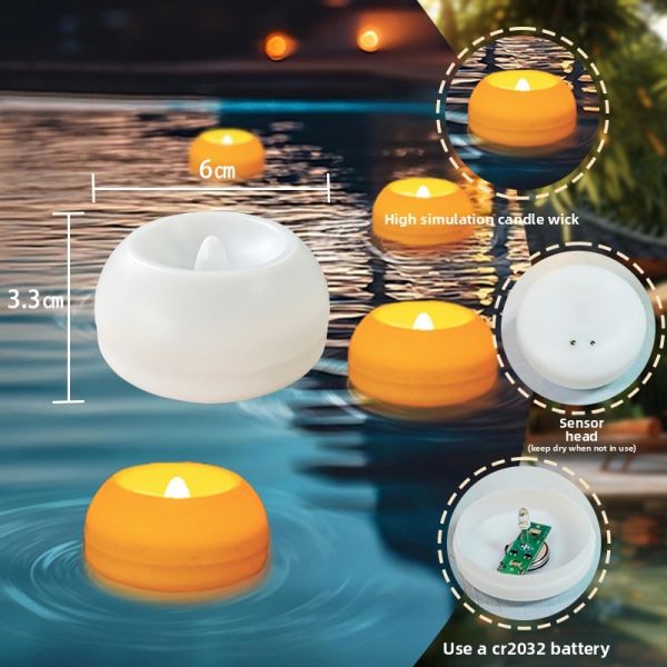 Glossy Floating Water Candle Warm White Flickering Tealight Candles 200 Hours 24 Pack
