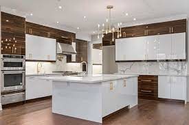 50mm High Gloss Kitchen Island Storage Cabinets Blue And White Carcase