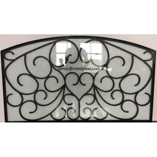 New Design Wrought Iron Glass door inserts  Of 10*10 MM Black Steel Bar,1Thickness For Doors
