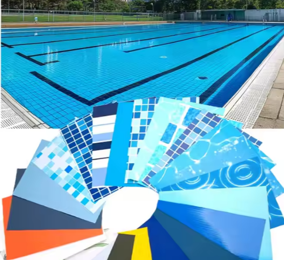 2000GSM 1000D 9*9 Customized Mosaic Design UV Stabilization Pvc swimming Pool Liner Material