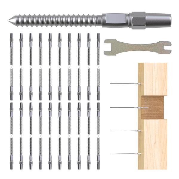 Heavy-Duty Adjustable Left & Right Handed Thread Stainless Steel 316 Swage Lag Screw for Cable Railing