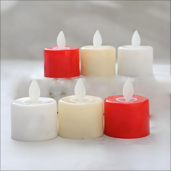 Unscented Battery Tea Candles Smokeless Electronic Tea Light Candles White/ Yellow / Red