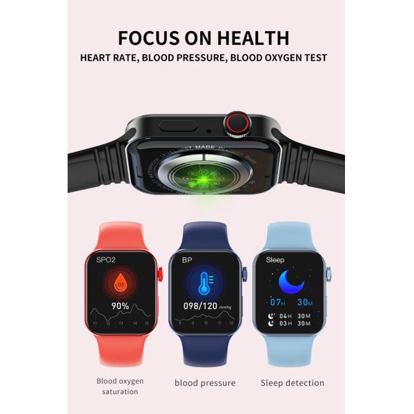 Full Touch Screen TFT Square Shape Smartwatch 200MAh Battery For Apple