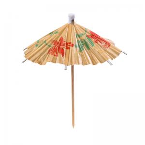 Cheap Disposable Fruit Skewers Bamboo Umbrella 14cm Length Pink Blue for sale