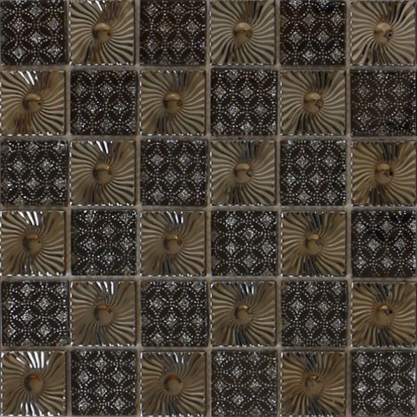 Metal pattern ceramic backup blend glass mosaic tile
