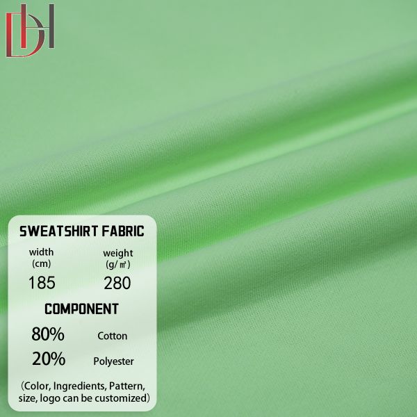 80% Cotton 20% Polyester Breathable Jersey Fabric 280gsm French Terry Knitted Fabric