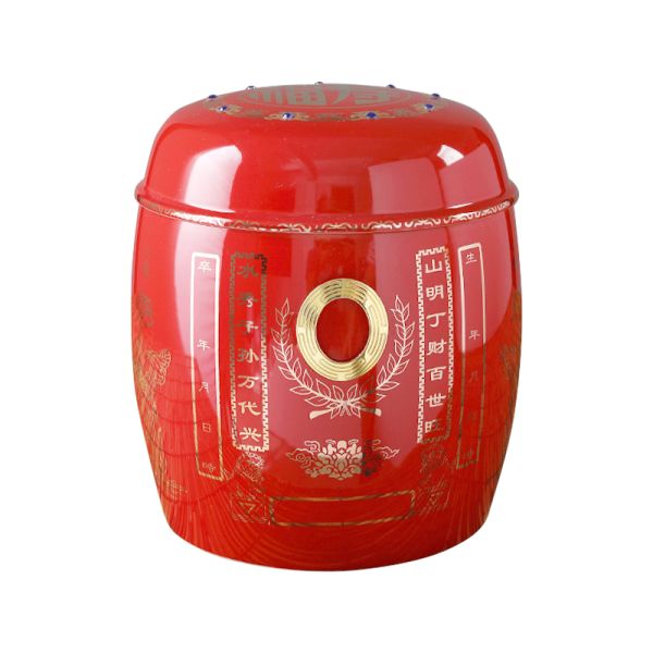 Ceramic Adult Urns Red Gold Traditional Style OEM Wholesale
