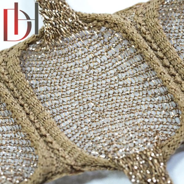 100% Polyester Knitted Jacquard Fabric , Summer Skirt Cape Scarf Holes Jacquard Mesh Fabric