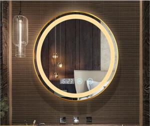 Cheap Bathroom round smart bathroom mirror light aluminum alloy space aluminum led mirror lamp hotel dress and make up mirror for sale
