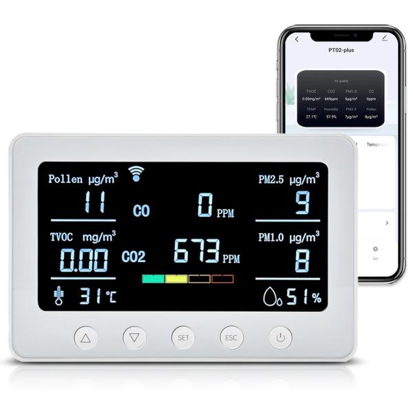 PT02 Plus PM2.5 VOC Smart Aqi Monitor Device Air Quality Co2 Monitor