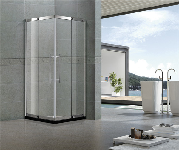 Corner Enter Stainless Steel Shower Enclosure with Outside Fixed Glass 8 / 10 MM Tempered Glass
