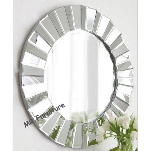 Full Beveled Wall Mirror Decor , Framless 3D Decorative Round Wall Mirrors