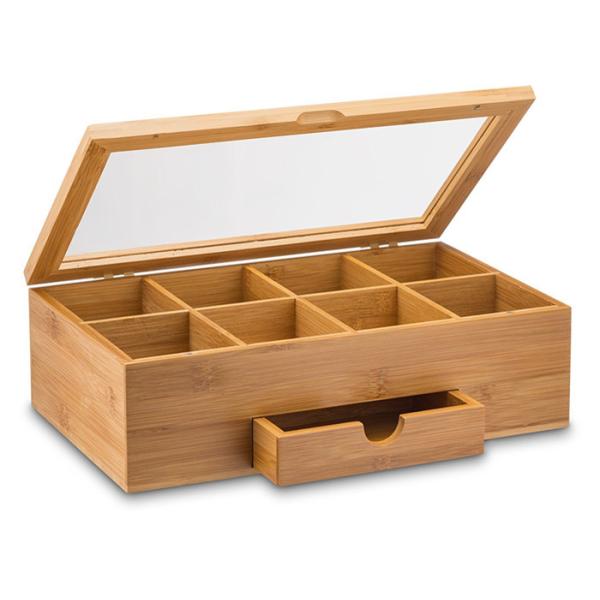 Antibacterial Bamboo Storage Organizer Tea Chest For Stable Moving And Storing