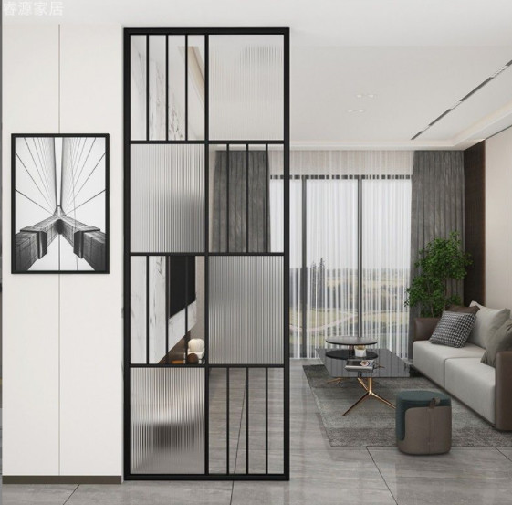 Light Luxury Stainless Steel Glass Screen Partition Wall Tempered Simple Dining Room