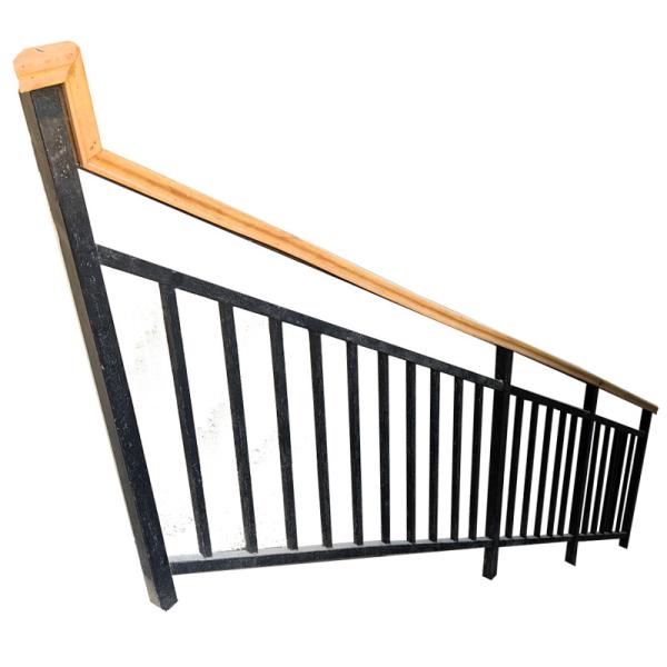 Satin Finish Iron Staircase Outdoor Handrail Metal Balustrade For Decking