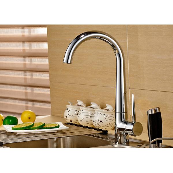 Modern ROVATE Single Lever Kitchen Faucet , Chrome Kitchen Faucet Polished Surface