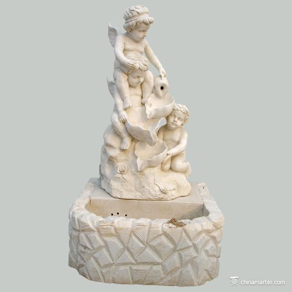 Quality China marble Stone Carving Sculpture Angels marble wall fountain W-FTN08 wholesale