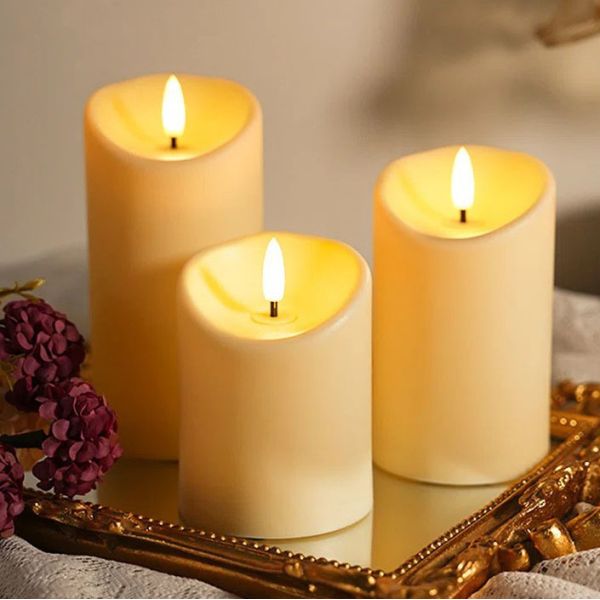 Highly Scented LED Light Candles Eco Friendly Remote Control Pillar Candles Customized