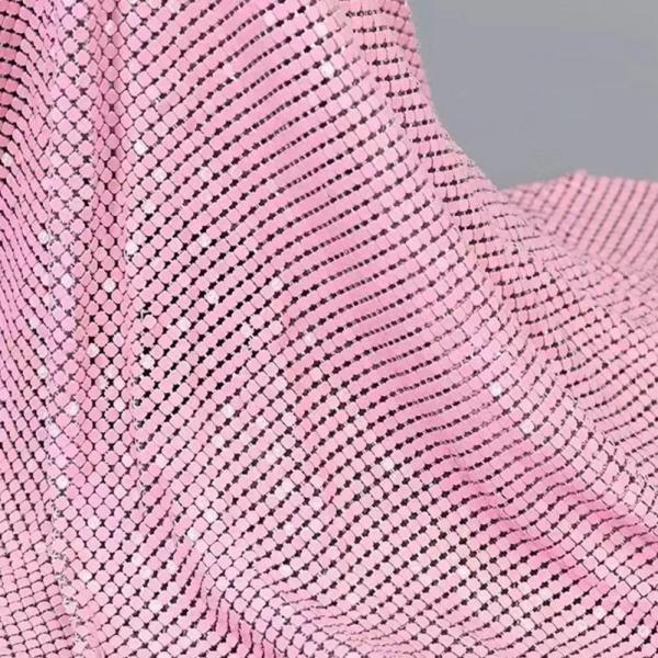 200gsm Woven Metal Fabric , Round Metallic Sequin Fabric With Shimmer