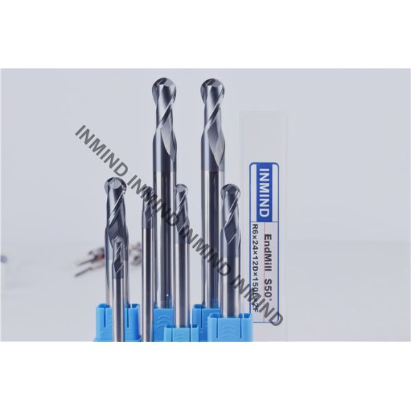 8 mm AOL 150 mm Black Surface Extra Long Carbide End Mills For Milling Quenching / Tempered Steel