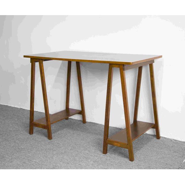 Walnut Solid Wood Home Office Desk Workstation With Desktop Panel
