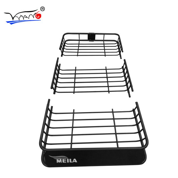 Black E007 Car Roof Rack Basket Split Type Steel Material For Universal